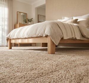 Apex flooring services - bedroom with carpet by Ortiz Flooring Inc. in Apex, NC