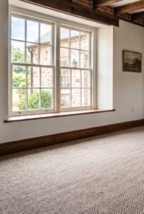 Flooring contractors in Pittsboro, NC installing new carpet in a historic home