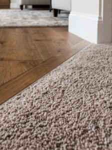 Carpet to hardwood flooring transition installed by a flooring company near me in Durham, NC