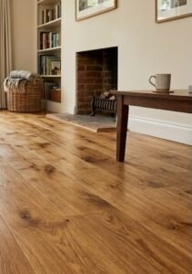 Hardwood flooring installation showing subfloor foundation assessment by flooring contractors in Durham, NC