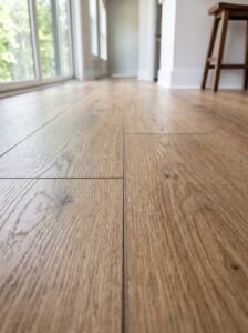Close-up of solid versus engineered genuine hardwood flooring installation